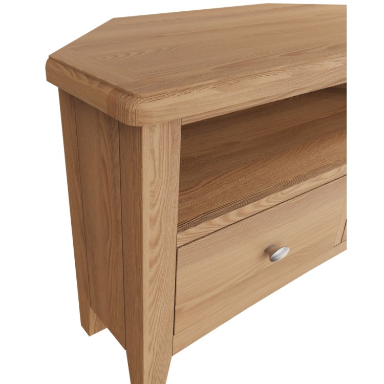 Exeter Light Oak Corner TV Unit | Oak Furniture House